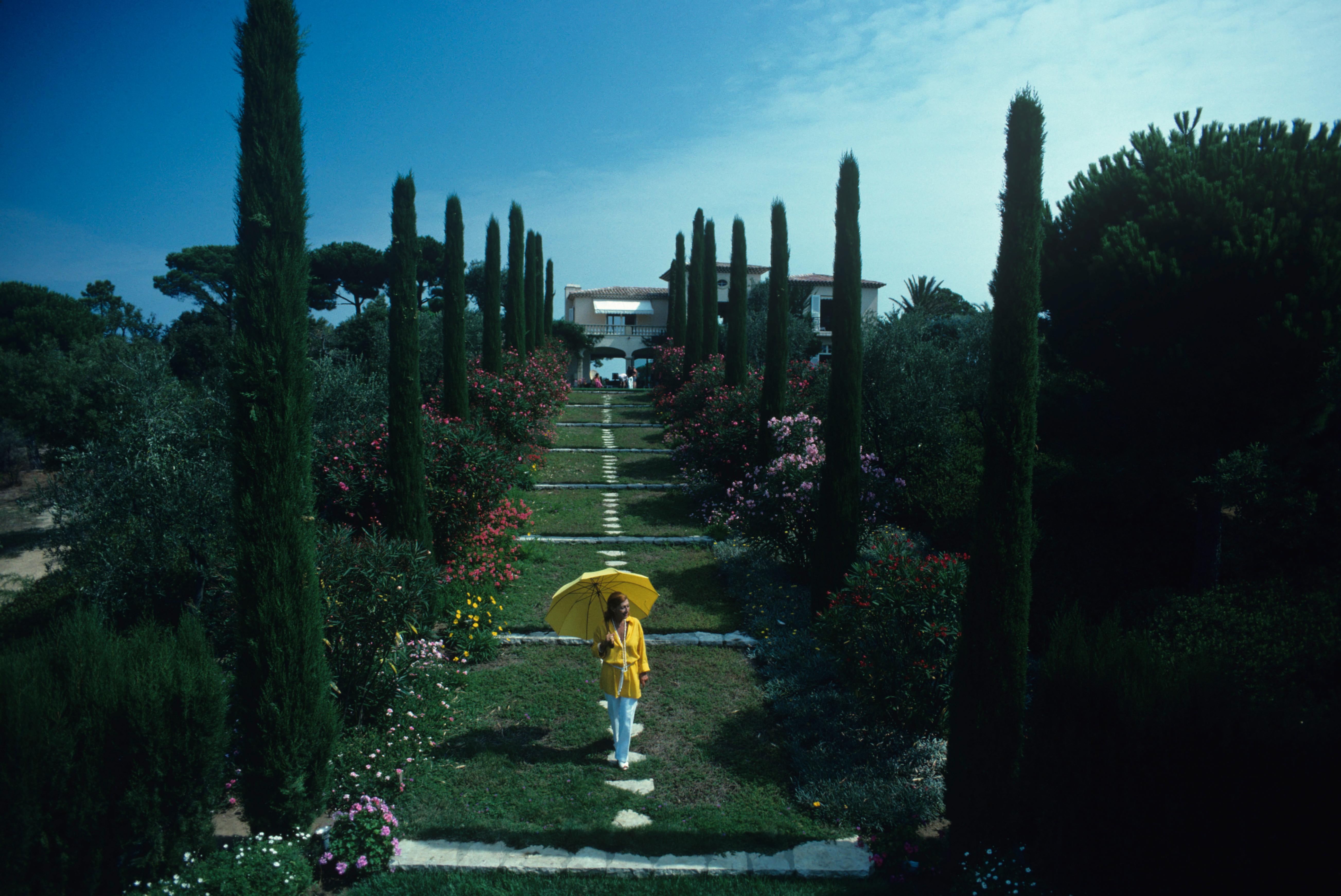 'Les Sophores' 1977 Slim Aarons Limited Estate Edition Print 

Janine Bril in the garden of Les Sophores, her villa in Saint-Tropez, on the French Riviera, August 1977. 

Produced from the original transparency
Certificate of authenticity supplied
