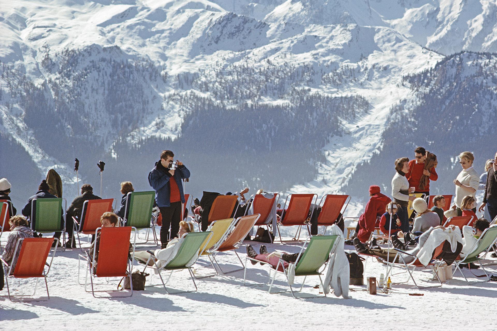 Lounging in Verbier, Swiss Alps, Estate Edition, Landscape Photograph Mountains For Sale 3