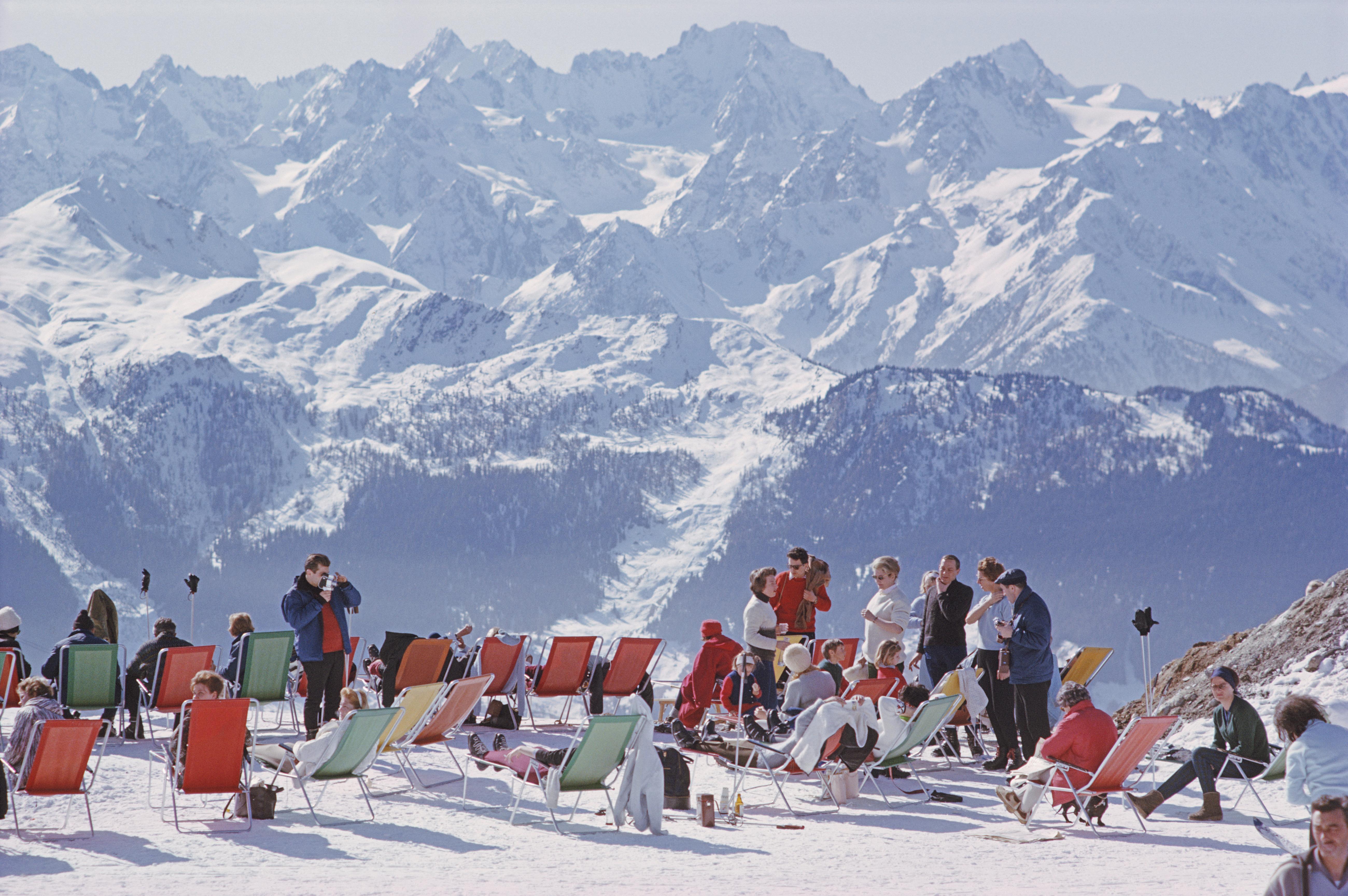 Slim Aarons Color Photograph - Lounging in Verbier, Switzerland