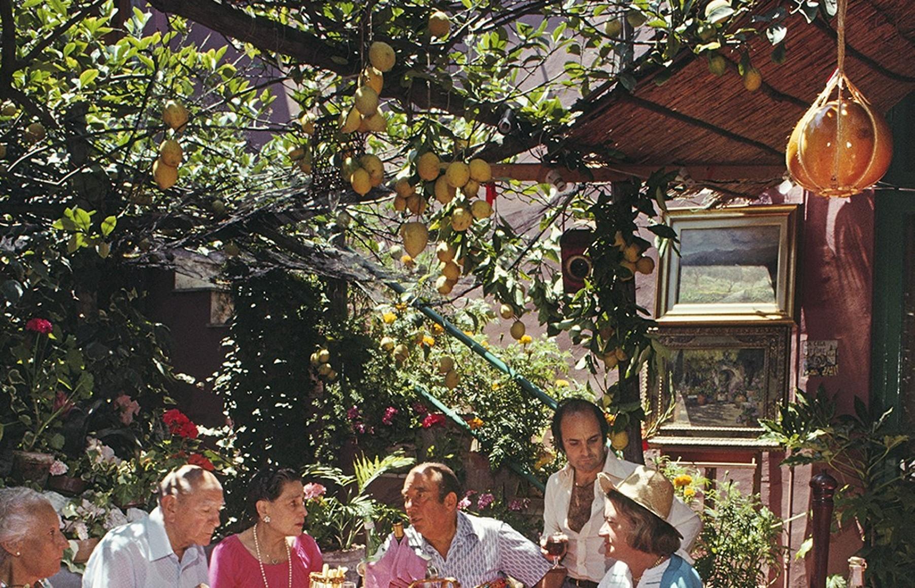 Lunch at La Pigna, 1980 - Lemon Trees at Iconic Italian Ristorante on Capri For Sale 1