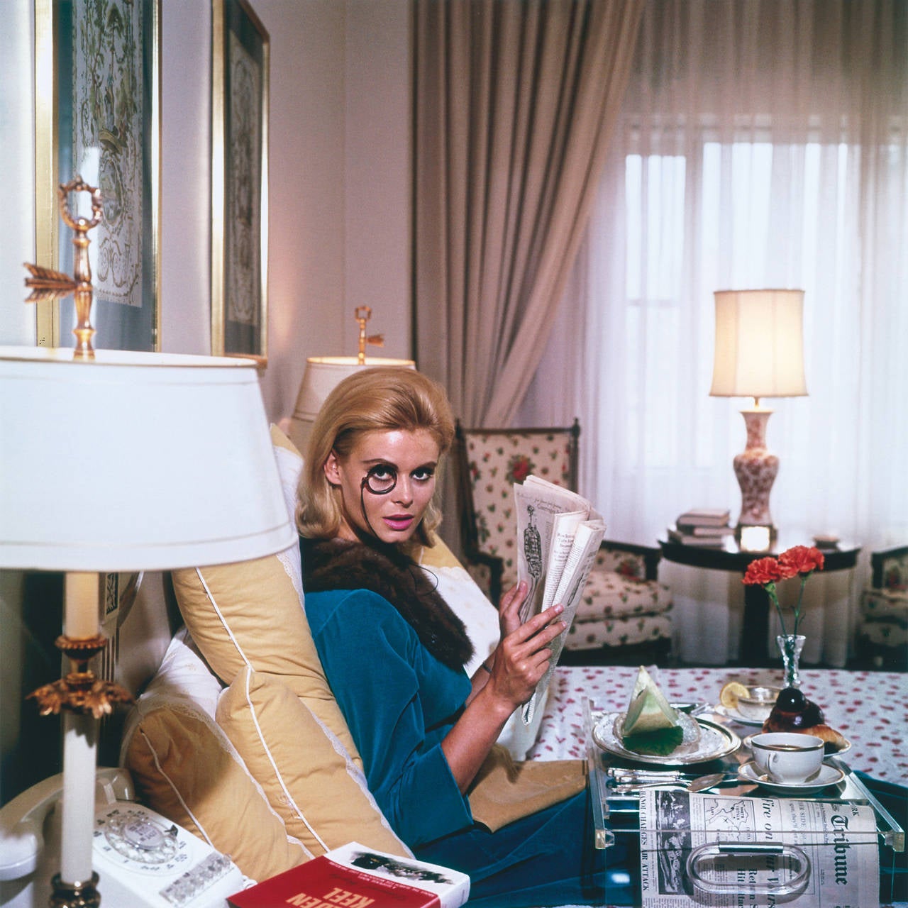 Slim Aarons Color Photograph - Monocled Miss (Aarons Estate Edition)