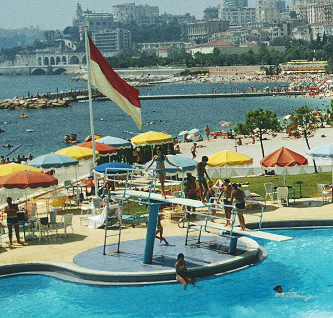 Monte Carlo Hotel Pool, 1970 - Monaco Landscape Photography Swimming Pool by Sea For Sale 1