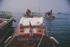 Vintage Motorboats in Antibes by Slim Aarons (Seascape Photography, Portrait Photograph)
