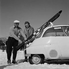 Impression de ski essentiels de la Nouvelle-Angleterre estampillée « Slim Aarons »