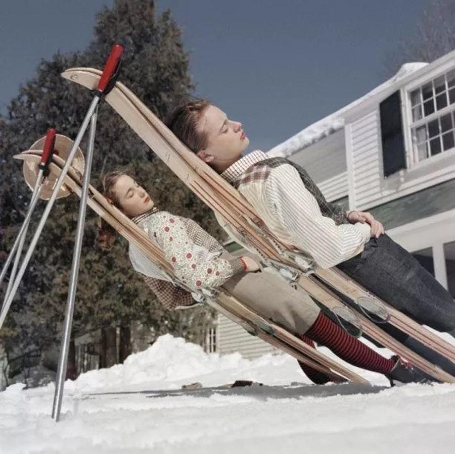 New England Skiing 
1955
by Slim Aarons

Slim Aarons Limited Estate Edition

Two women recline on improvised sunbeds in Cranmore Mountain, New Hampshire, circa 1955. 

unframed
c type print
printed 2023
20 x 20"  - paper size


Limited to 150 prints