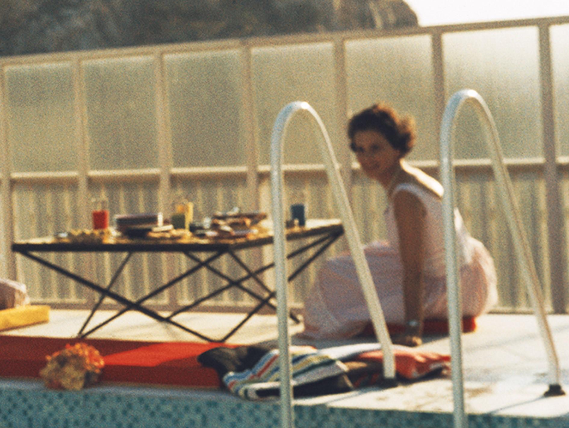 Penthouse Pool, 1961 - Swimming Pool Glamour at Penthouse Pool in Greece - Gray Nude Photograph by Slim Aarons