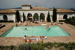 Retro Pool In St Tropez Slim Aarons Estate Stamped Print