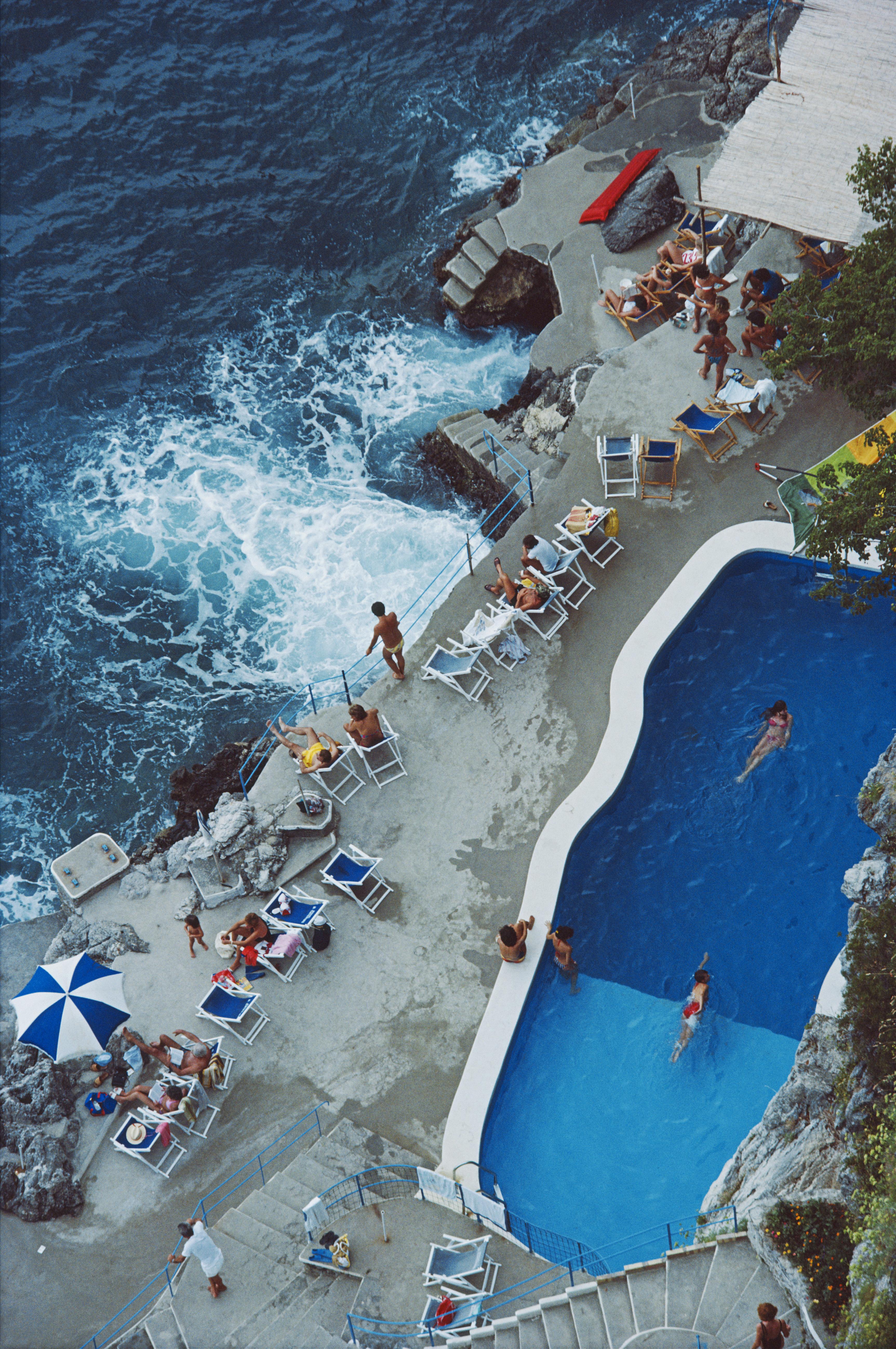 Slim Aarons Color Photograph - Pool on Amalfi Coast: Hotel Santa Caterina, Amalfi, Italy, 1984