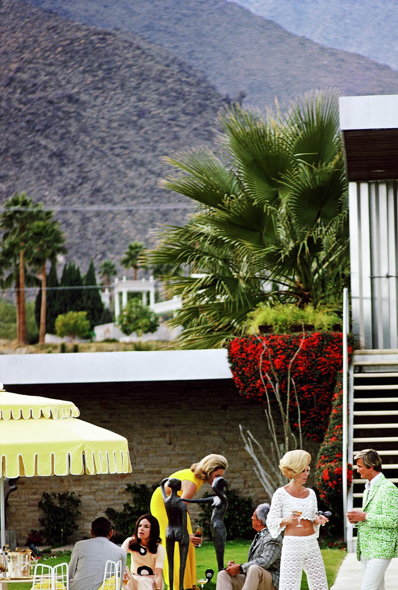 Pool Party on the Steps, Palm Springs Poolside Series, Estate Edition - Gray Color Photograph by Slim Aarons