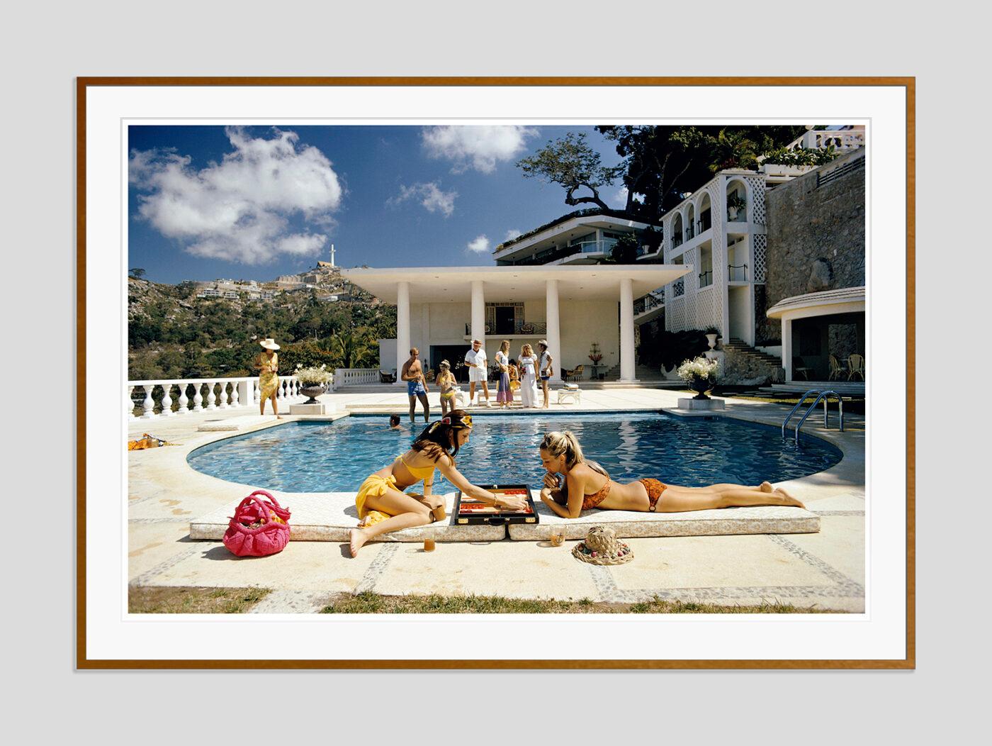 Poolside Backgammon 1972 Slim Aarons Estate Stamped Edition For Sale 1