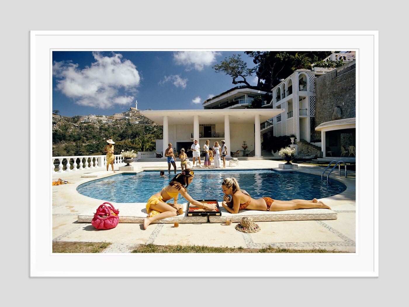 Poolside Backgammon 1972 Slim Aarons Estate Stamped Edition For Sale 2
