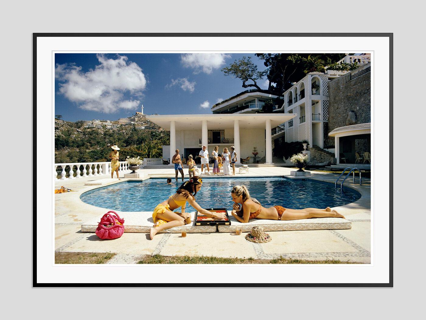 Poolside Backgammon 1972 Slim Aarons Estate Stamped Edition For Sale 3