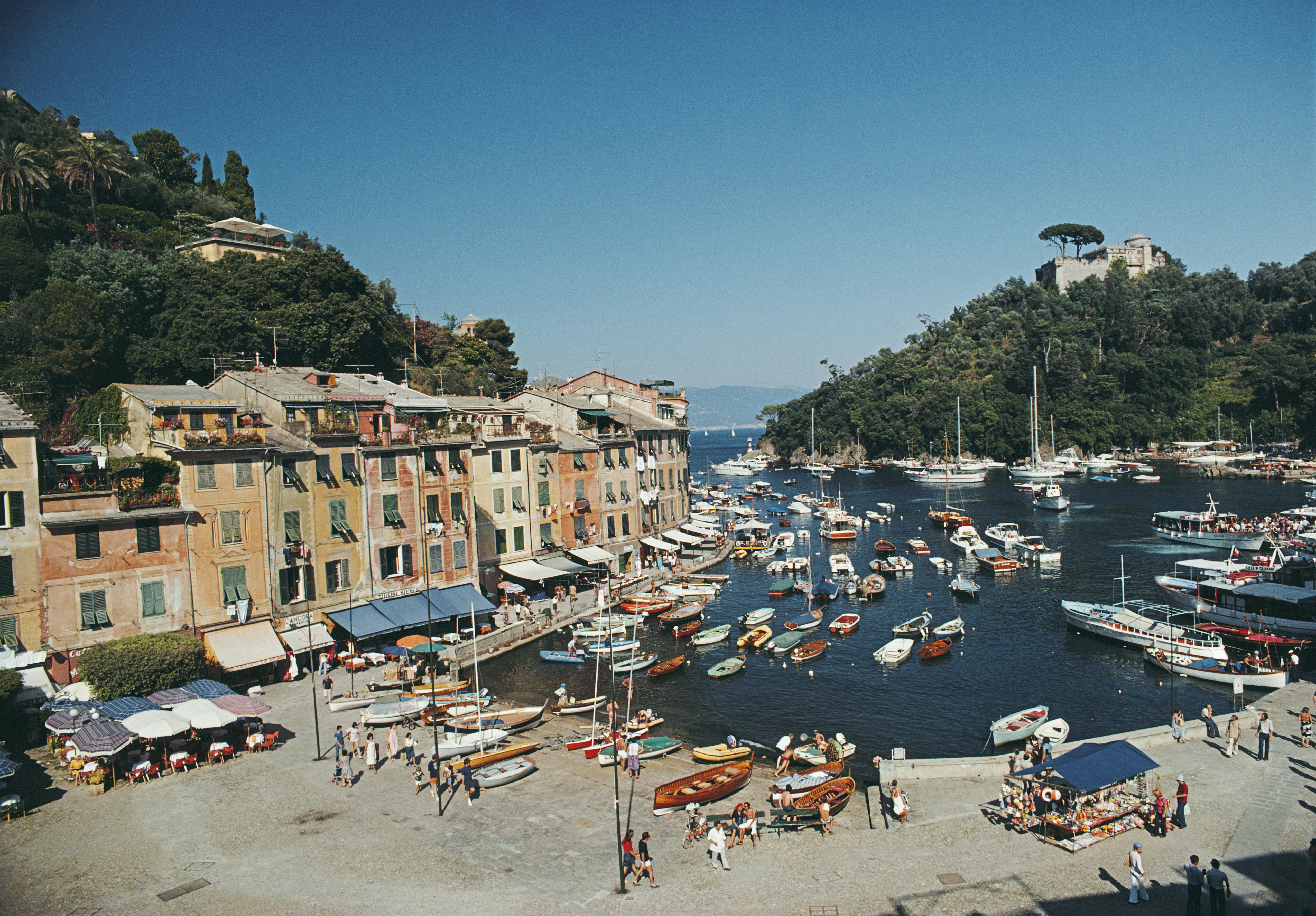 'Portofino Harbour' 1977 Slim Aarons Limited Estate Edition Print 

The harbour in the Ligurian town of Portofino, August 1977.

Produced from the original transparency
Certificate of authenticity supplied 
Archive stamped

Paper Size  24x20 inches