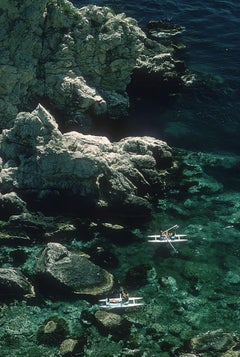 Vintage Rowing Off Sicily, Estate Edition (Taormina, Italy: rocky turquoise seascape)