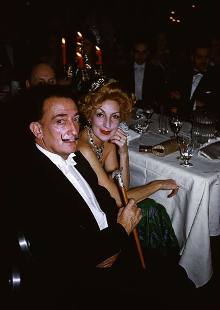 Slim Aarons Figurative Photograph - Salvador Dali's Party, Estate Edition Photograph [Surrealist Dinner, Green+Red]