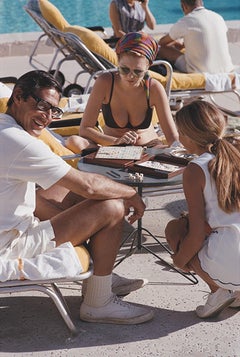 Scrabble in Palm Springs - Playing Scrabble by Swimming Pool in Tennis Whites