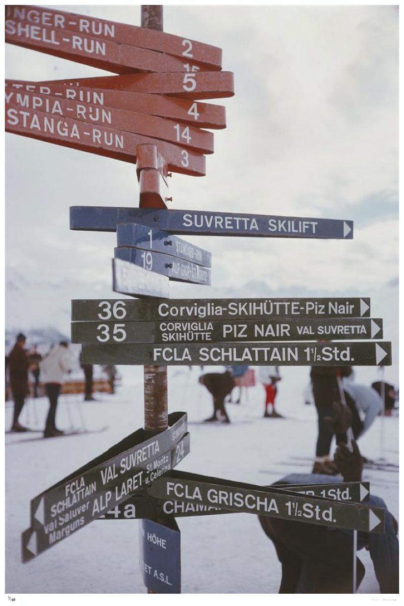 Signpost In St Moritz 1963 - Slim Aarons Estate Stamped