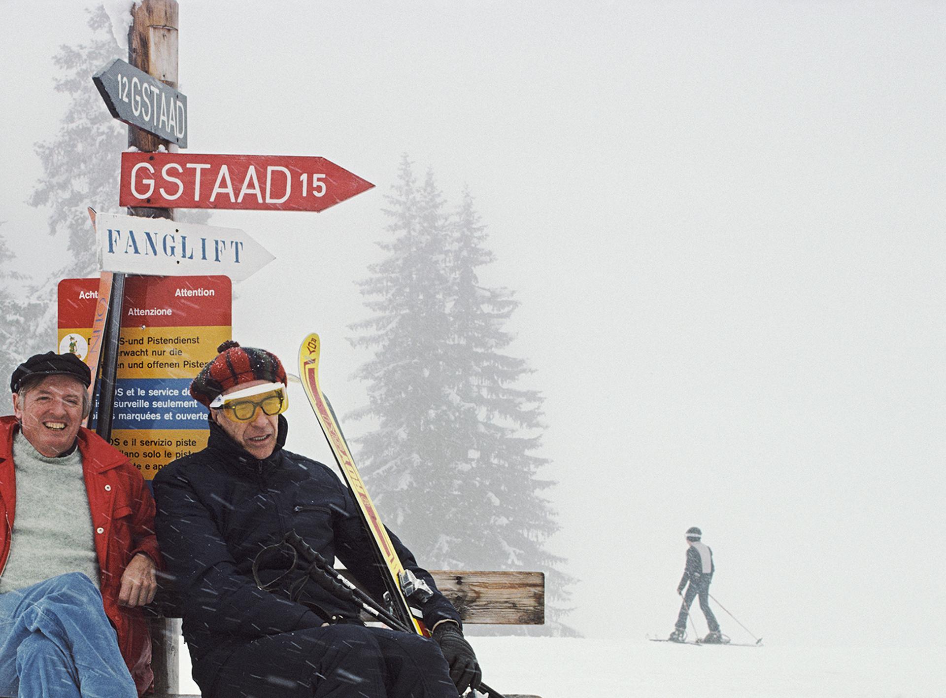 Skiing Holiday, Gstaad, Switzerland, Estate Edition. Winter Portrait Photograph - Gray Landscape Photograph by Slim Aarons