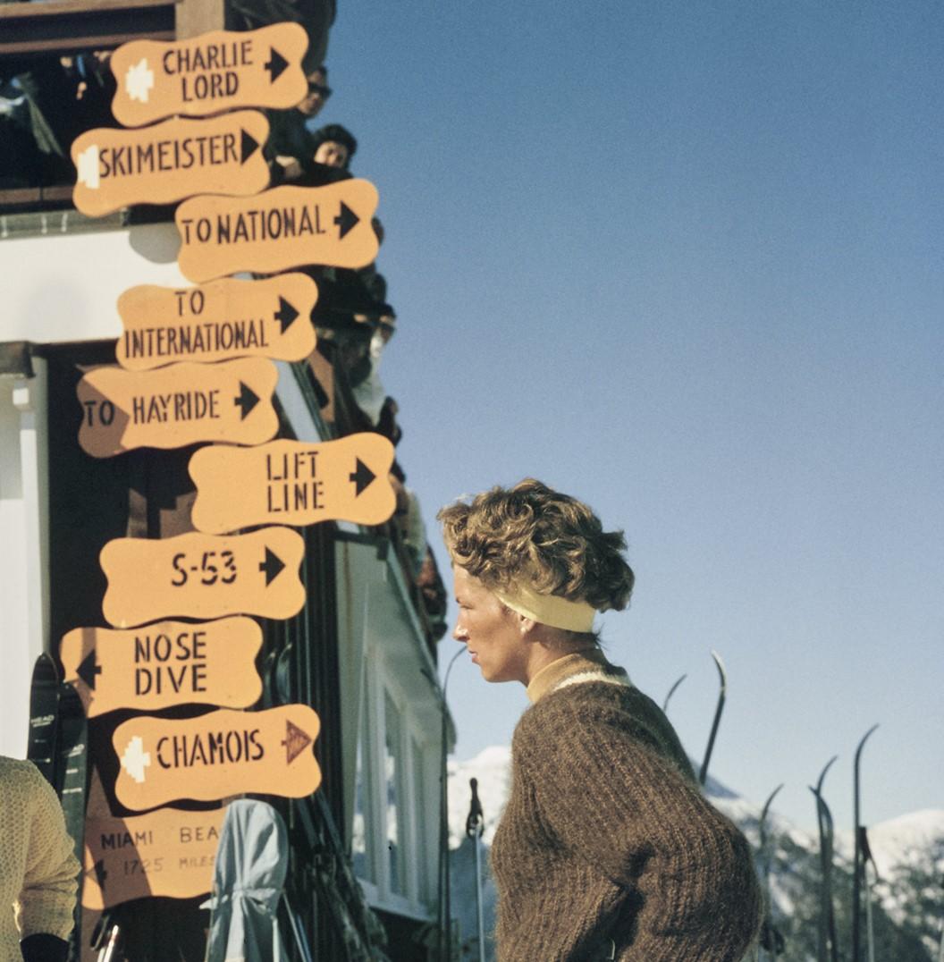 Skiing in Stowe, 1962 - American Winter Ski Fashion Vermont Spruce Peak by Slim Aarons

16 x 20