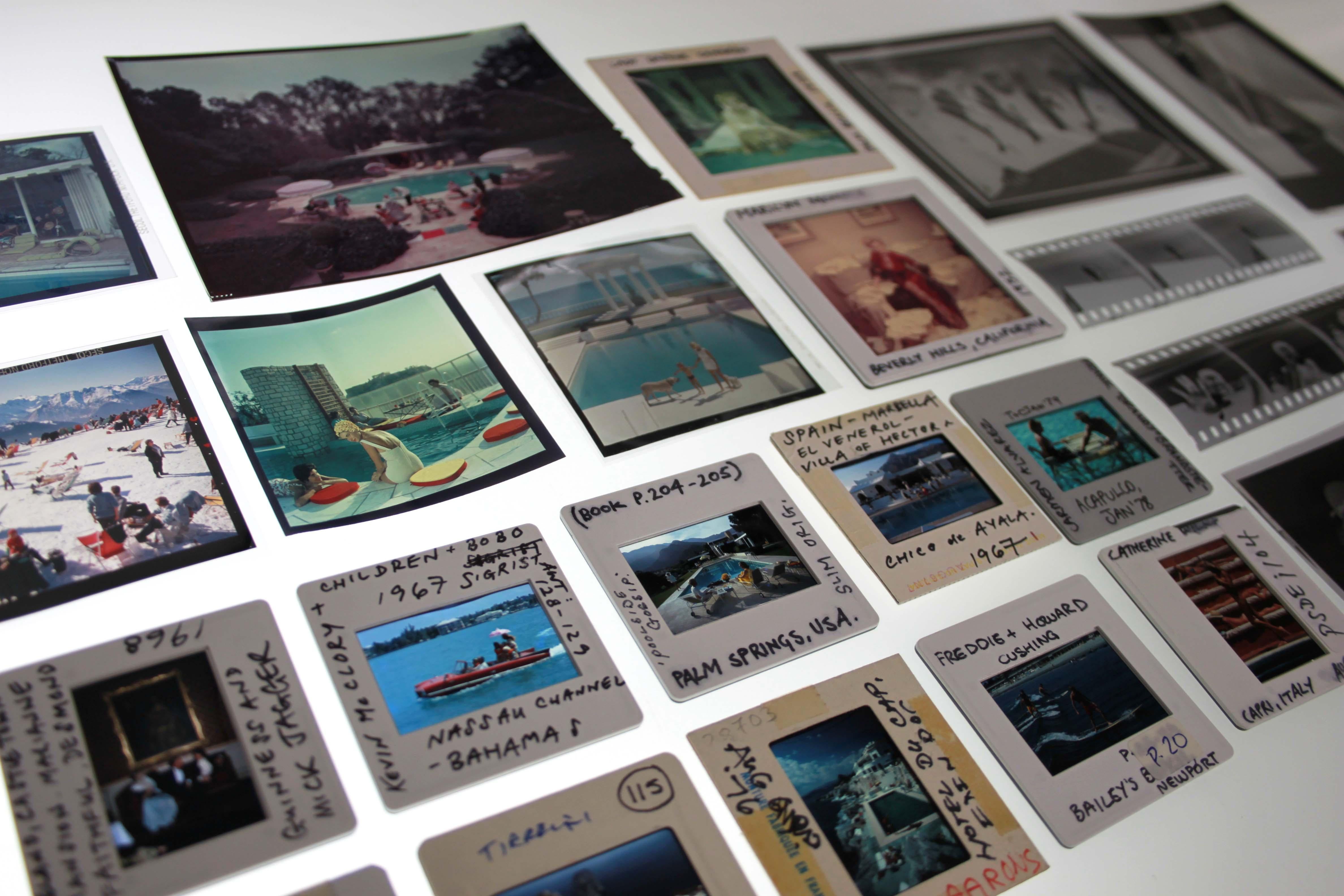Skiing Waiters, 1955 - Gray Color Photograph by Slim Aarons