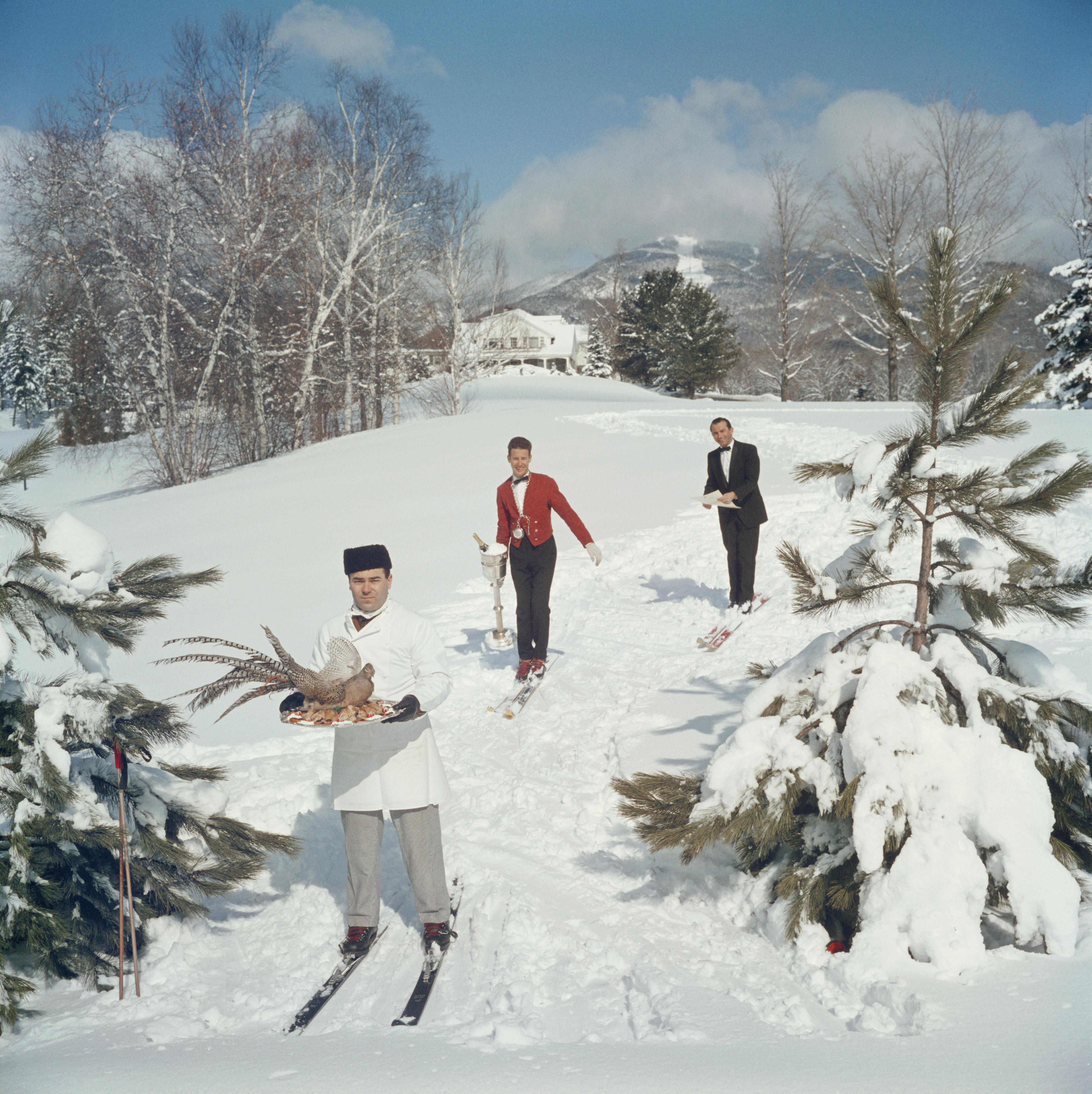 slim aarons skiing waiters