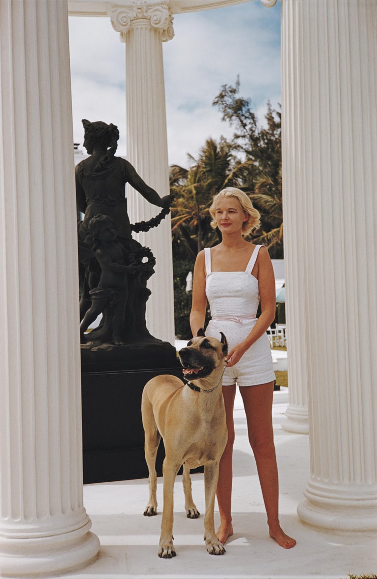 Slim Aarons - C.Z. Guest With Her Great Dane, Villa Artemis, Palm Beach  (Estate Edition, #1) For Sale at 1stDibs