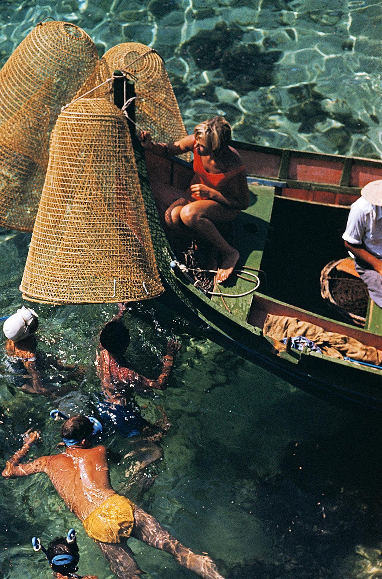 Snorkelling In Malta, Estate Edition, Aerial Seascape Photograph - Black Nude Photograph by Slim Aarons