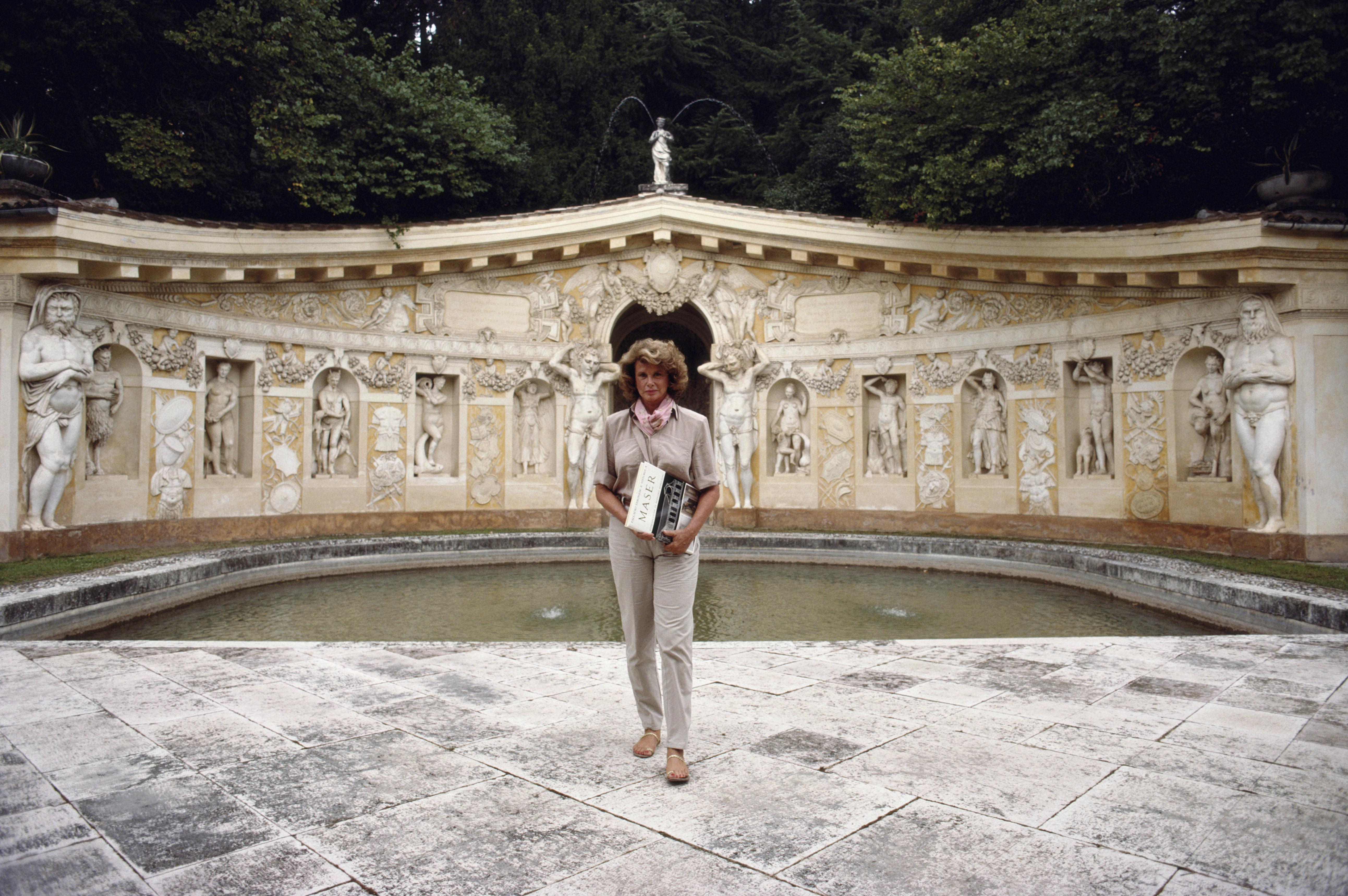 Slim Aarons
Laguna Beach Surfers
1970
C print
Estate stamped and hand numbered edition of 150 with certificate of authenticity from the estate.   

Principessa Doris Pignatelli poses at the Villa Barbaro, at Maser, near Asolo, Italy, in September
