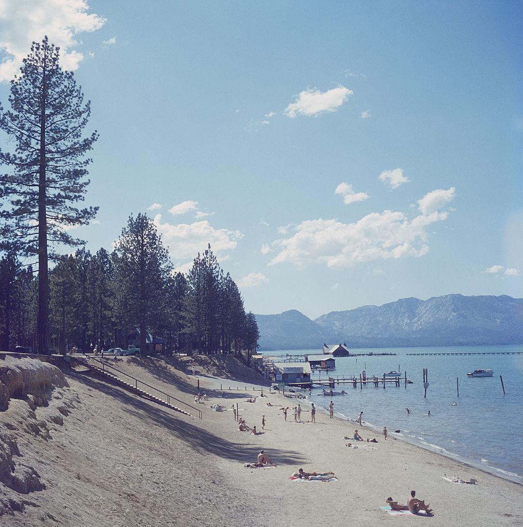 El Dorado Beach
1959 (printed later)
C print 
Estate stamped and numbered edition of 150 
with Certificate of authenticity

El Dorado Beach on the south side of Lake Tahoe in El Dorado County, California, circa 1959. (Photo by Slim Aarons/Getty