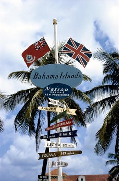 Vintage Slim Aarons Official Estate Print  - Bahamas Signpost