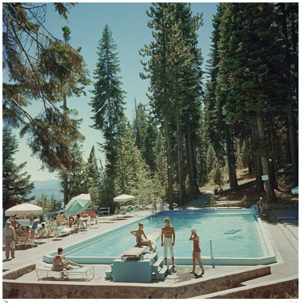 Slim Aarons Estate Print - Pool At Lake Tahoe - Oversize C print For Sale 1