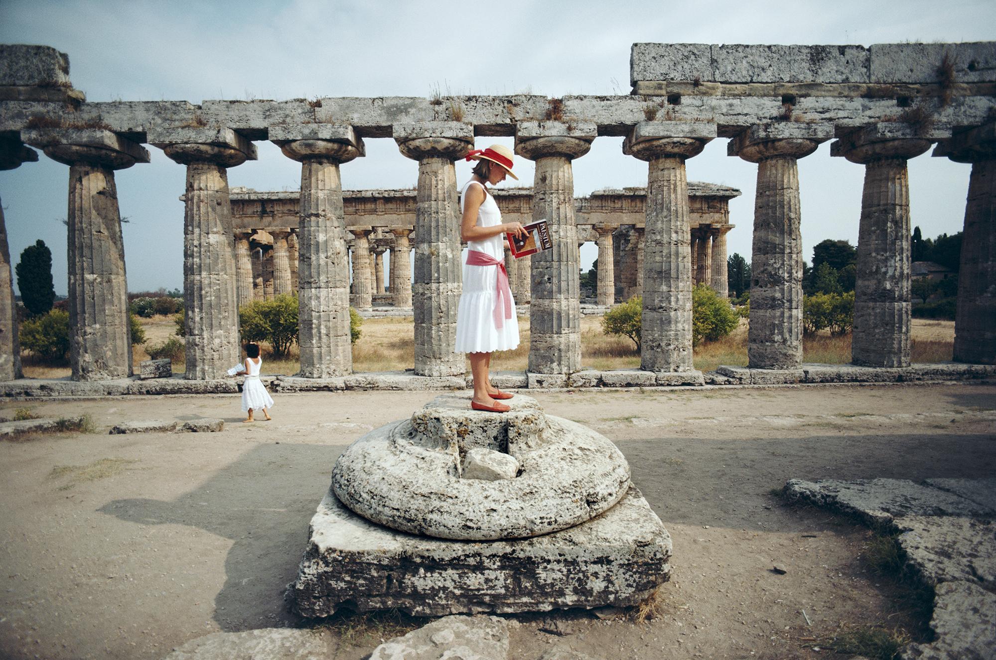 Laura Hawk
1984
C print
Estate signature stamped and hand numbered edition of 150 with certificate of authenticity from the estate. 

Laura Hawk amid the ancient greek ruins of Paestum on the Gulf of Salerno, 1984

Slim Aarons, an acclaimed fine art