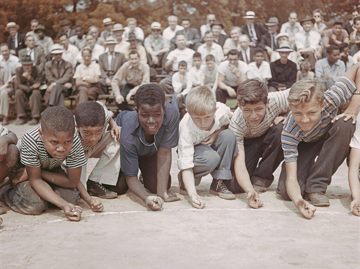A group of boys competing in a marble championship in Central Park, New York City, 1947

Slim Aarons
Marbles Championship
Lambda Print
4 sizes available
Slim Aarons Estate Edition

40 x 60 inches
$3950

30 x 40 inches
$3350

20 x 30