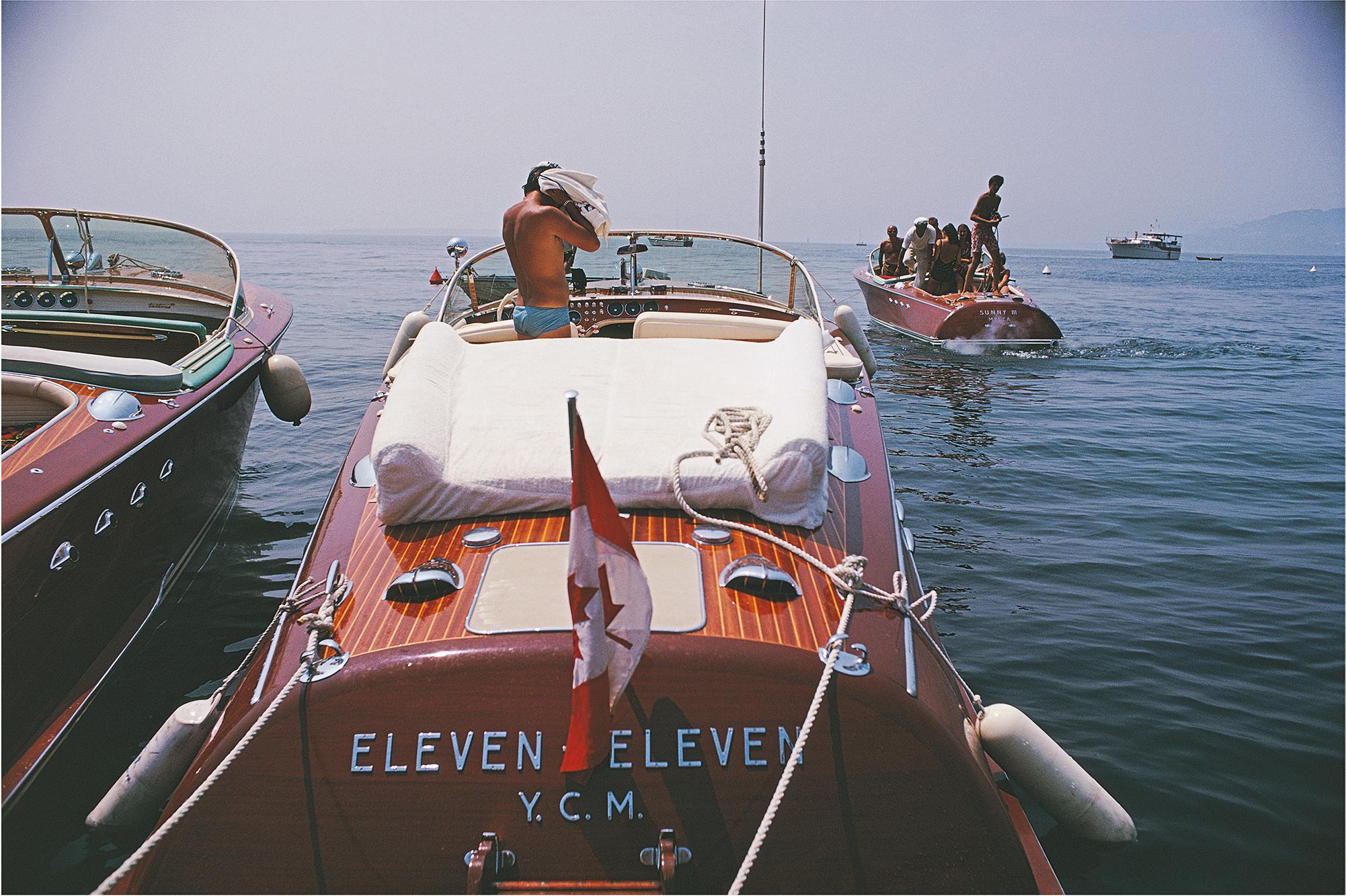 Slim Aarons
Motorboats in Antibes
1969 (printed later)
C print 
Estate stamped and numbered edition of 150 
with Certificate of authenticity

Motorboats moored on the coast near the Hotel du Cap-Eden-Roc in Antibes on the French Riviera, August