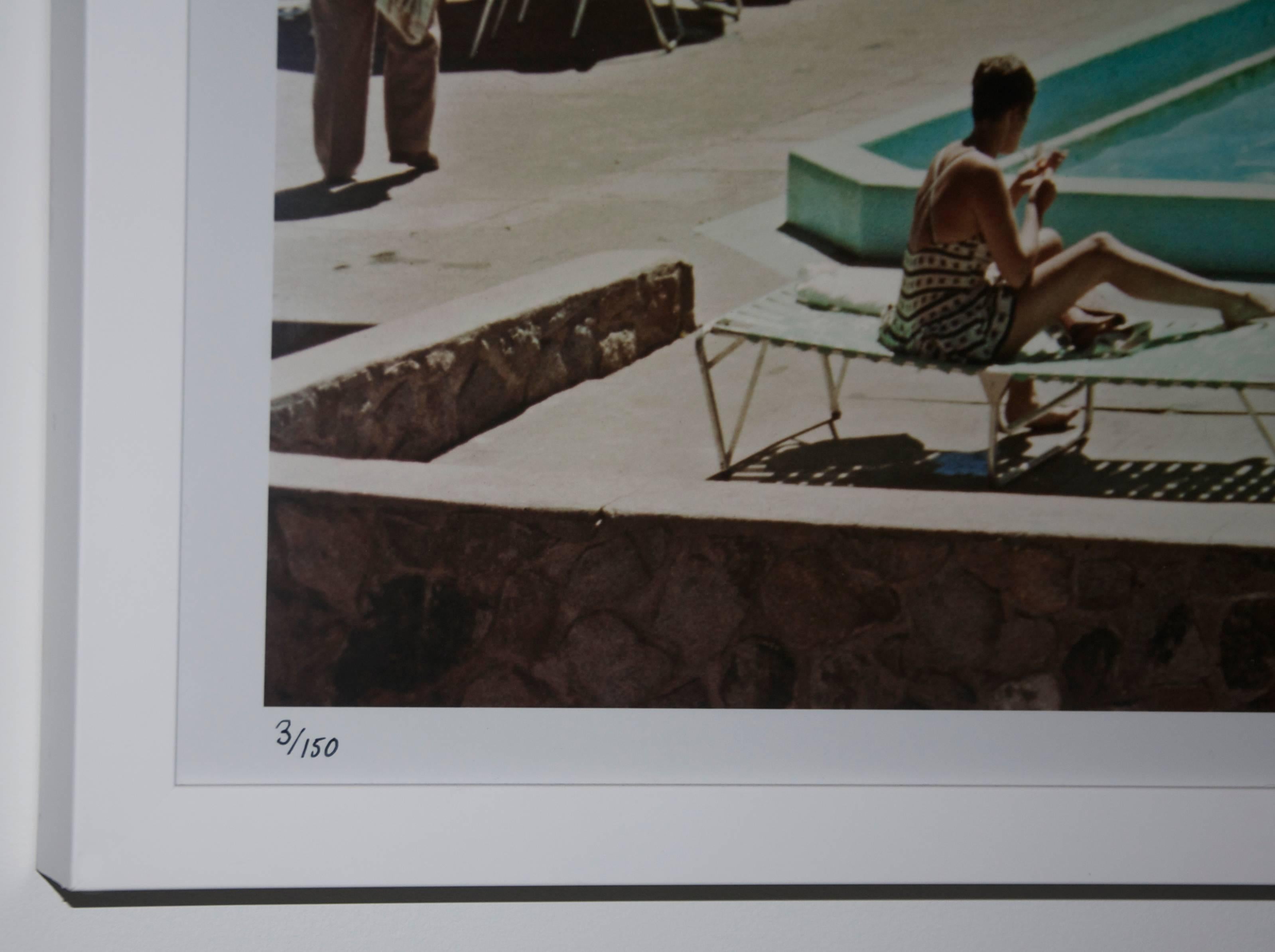 New England Skiing
1955 (printed later)
C-print
Estate stamped and hand numbered edition of 150 with certificate of authenticity from the estate. 

Two women recline on improvised sunbeds in Cranmore Mountain, New Hampshire, circa 1955.

Slim Aarons