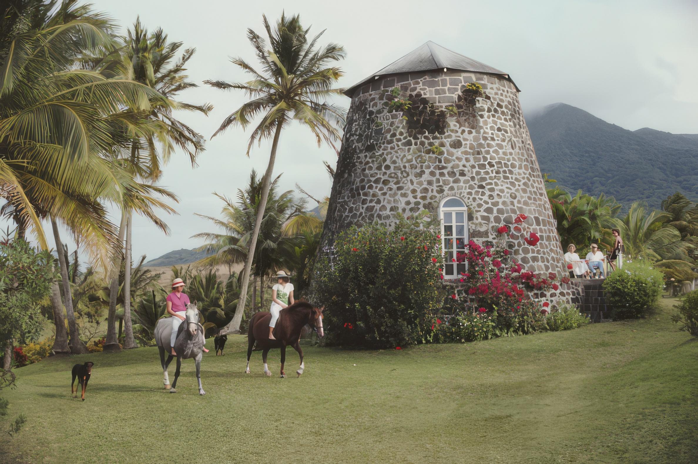 Slim Aarons
Saint Kitts and Nevis
1984 (printed later)
C print
Estate stamped and hand numbered edition of 150 with certificate of authenticity from the estate.   

Horseback riding at the Rawlins Plantation inn, Saint Kitts and Nevis, March 1984.