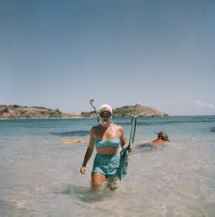 Slim Aarons, Snorkeling In Antigua, C Print, Estate Signed, 16x16"