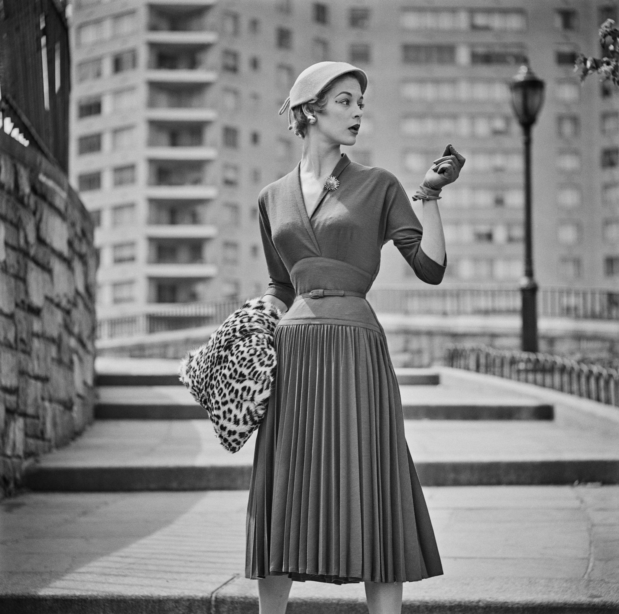 Slim Aarons
Jean Patchett For Saks Fifth Avenue
Silver gelatin print
estate signature stamped edition of 150 
with certificate of authenticity

American model Jean Patchett wearing an outfit by Saks Fifth Avenue, circa 1955. Patchett was one of the