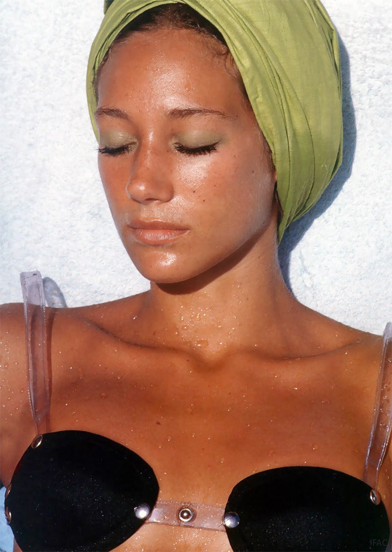 Caption: American actress Marisa Berenson sunbathing in Capri, 1968.

Estate stamped and hand numbered edition of 150 with certificate of authenticity from the estate. 

Slim Aarons (1916-2006) worked mainly for society publications photographing