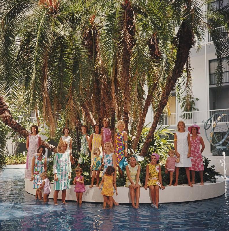 Slim Aarons
Young Society
1964
C print
Estate stamped and hand numbered edition of 150 with certificate of authenticity from the Slim Aarons Estate. 

The young matrons of Palm Beach wearing designs by Lilly Pulitzer. Wendy Vanderbilt (sitting) is