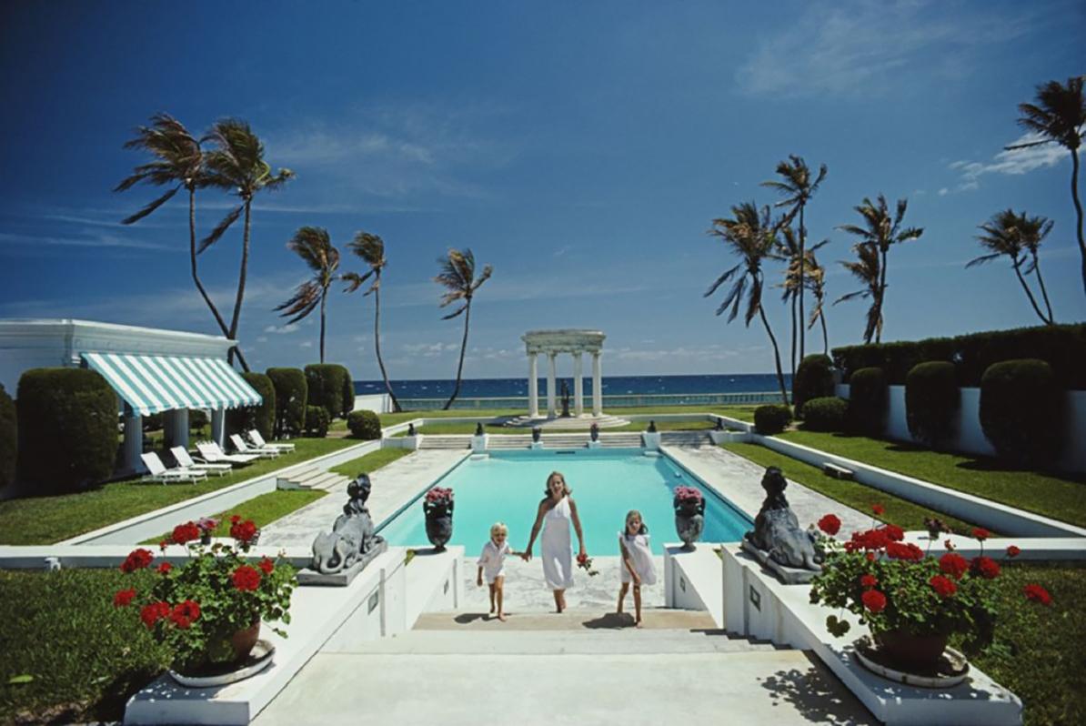 Slim Aarons Color Photograph - Slima Aarons Estate Edition - Neo-Classical Pool