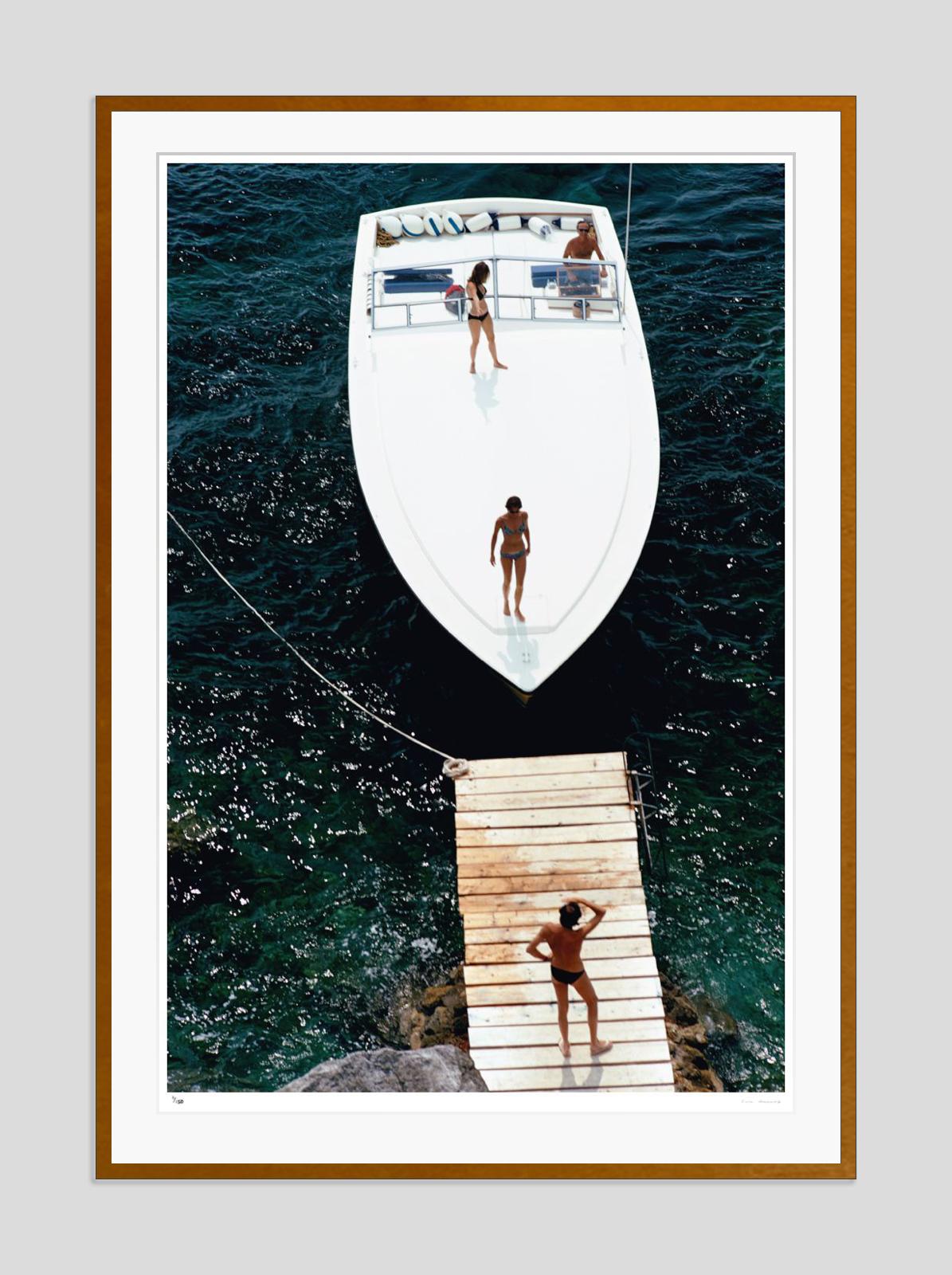 Speedboat Landing 1973 Slim Aarons Estate Stamped Edition  For Sale 2