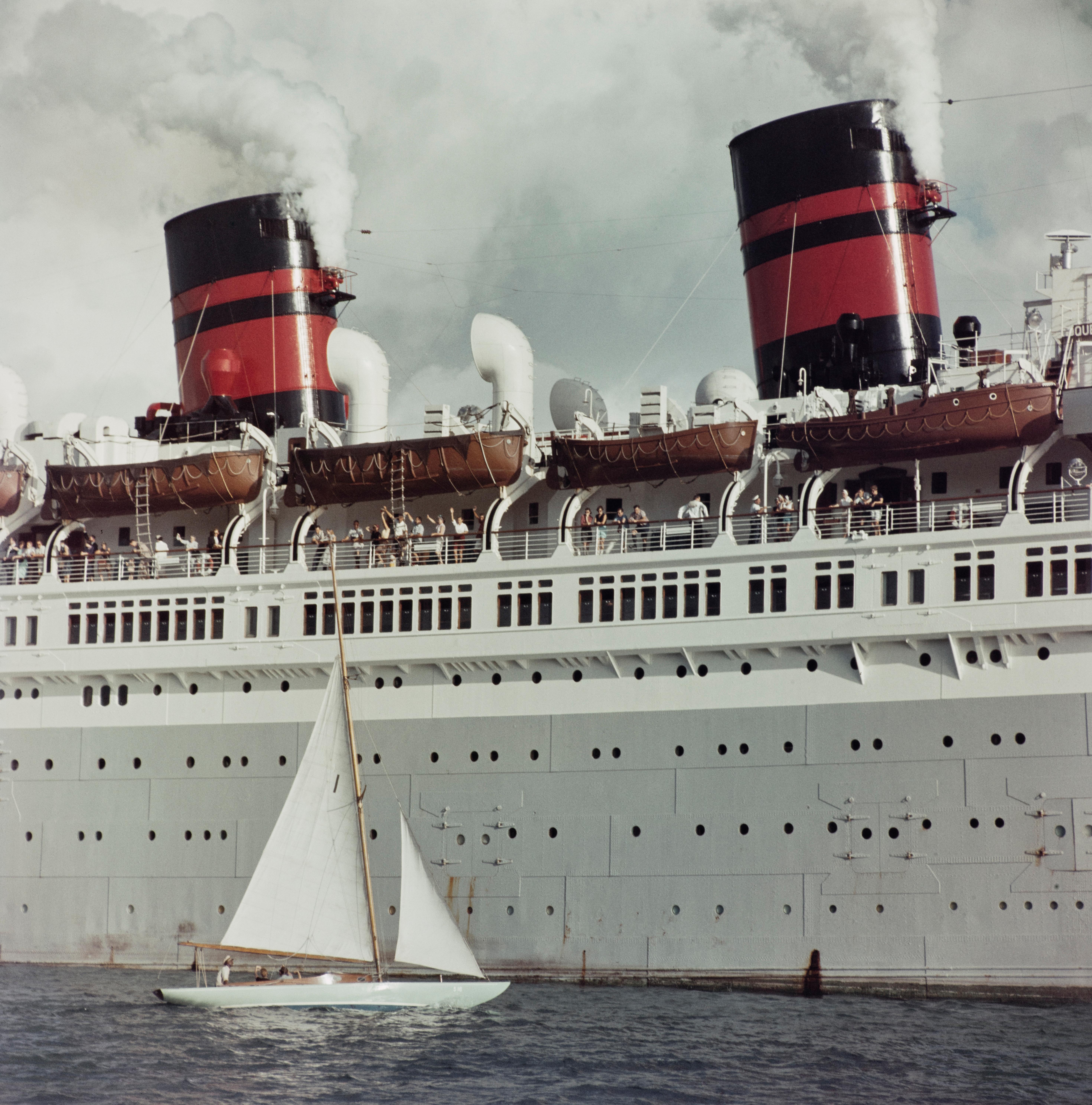 Slim Aarons Color Photograph - SS Queen of Bermuda in Hamilton Harbor