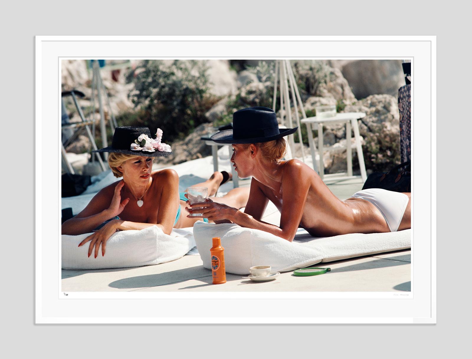Sunbathing In Antibes 1976 Slim Aarons Estate Stamped Edition  For Sale 4