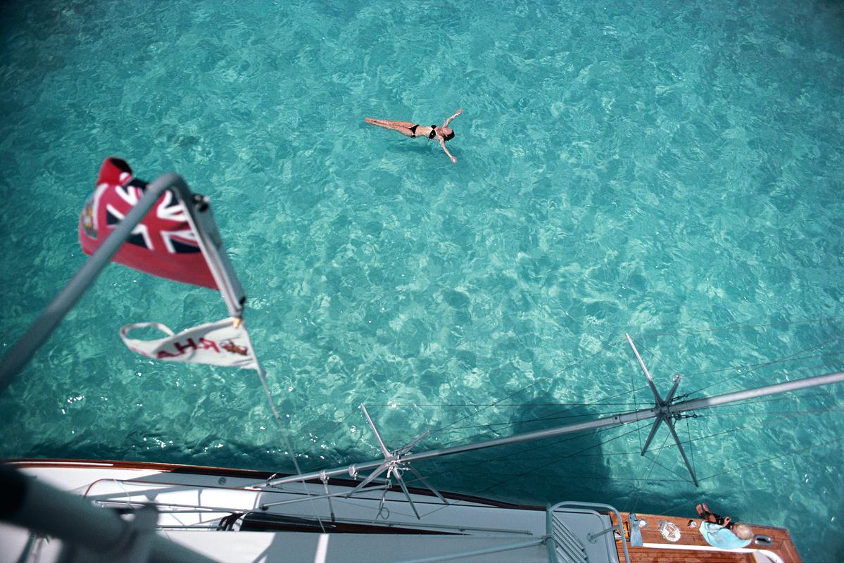 Swimming In Bermuda 1977- Slim Aarons Estate Stamped