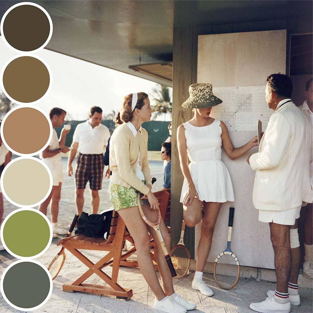 Tennis in the Bahamas, Estate Edition - Brown Figurative Photograph by Slim Aarons