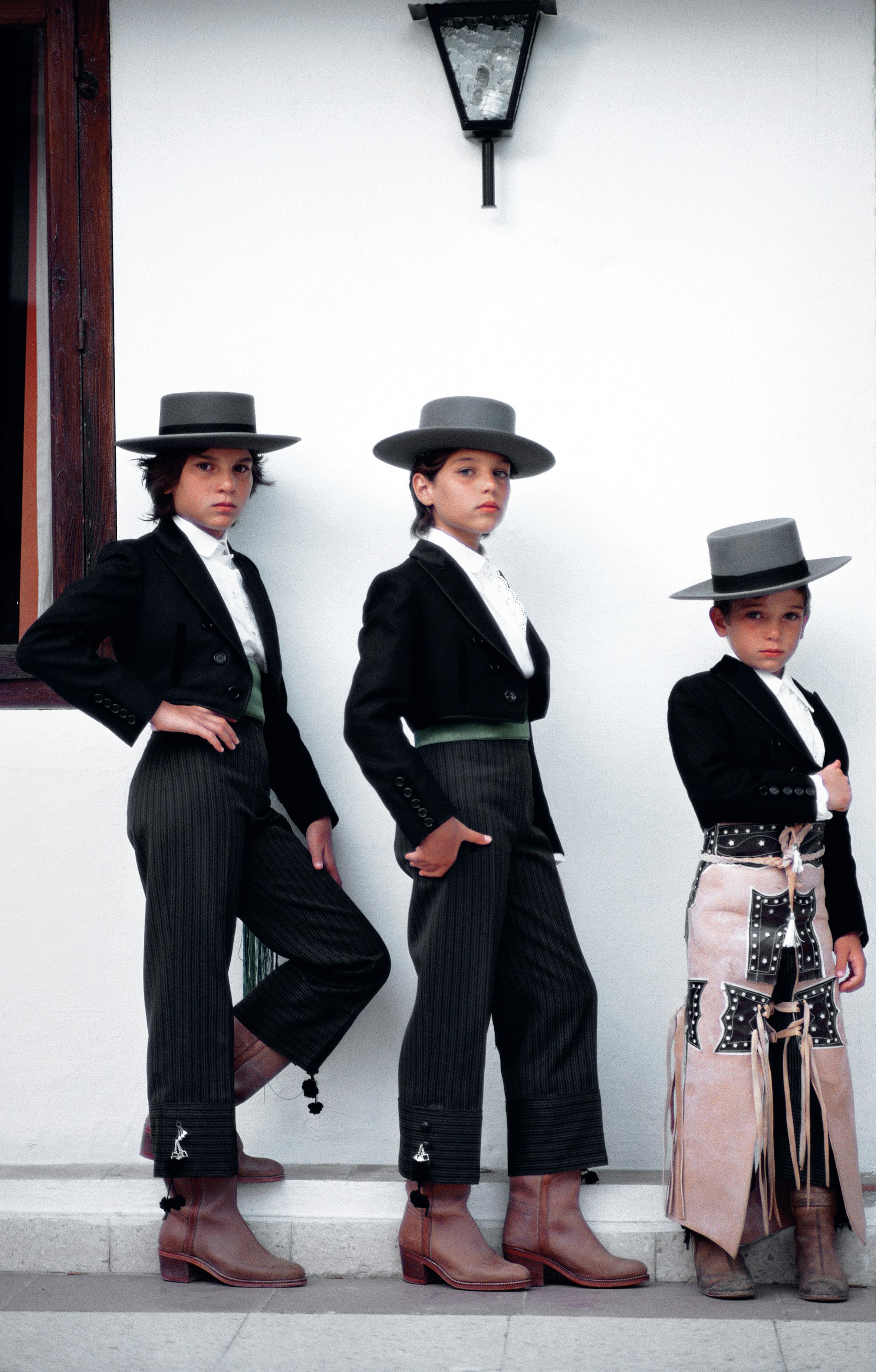 August 1980: In Spanish style riding clothes from l to r; TRH Princess Rajwa Ali, Princess Basma Ali and Prince Bin Ali. (Photo by Slim Aarons/Getty Images)

Slim Aarons Estate Edition, Certificate of Authenticity included
Numbered and stamped by