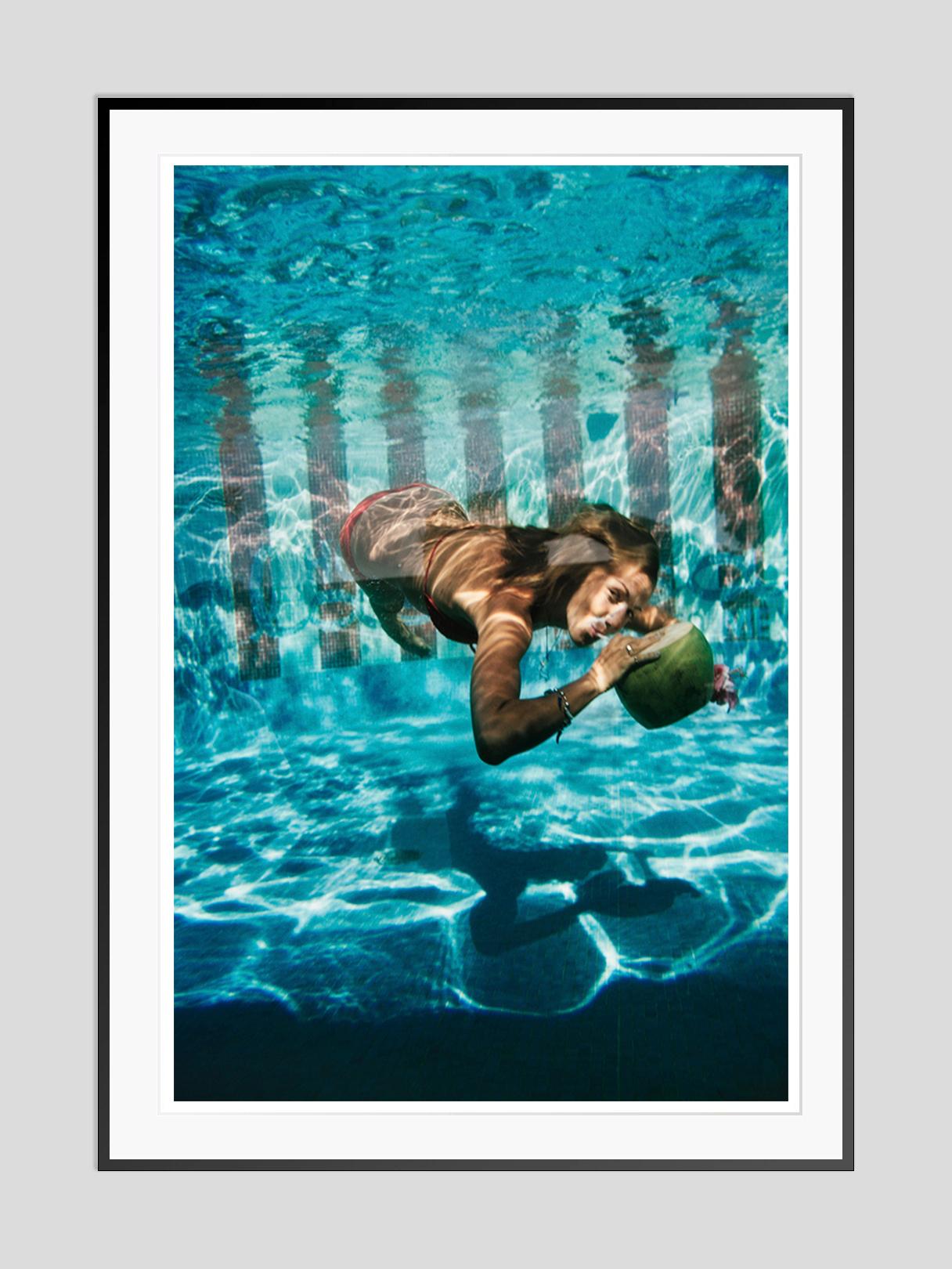 Underwater Drink 1972 Slim Aarons Estate Stamped Edition  For Sale 1