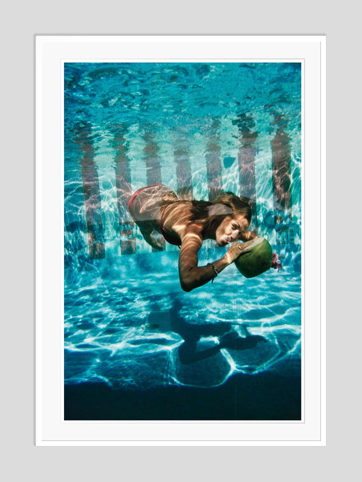 Underwater Drink 1972 Slim Aarons Estate Stamped Edition  For Sale 2