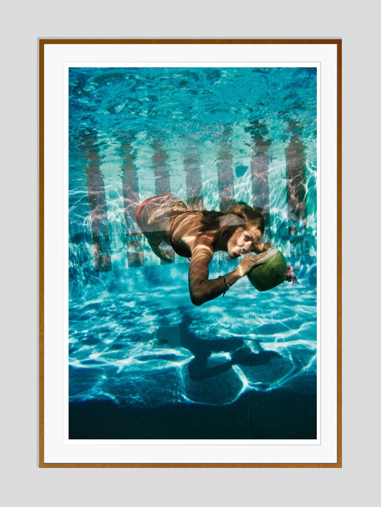Underwater Drink 1972 Slim Aarons Estate Stamped Edition  For Sale 3